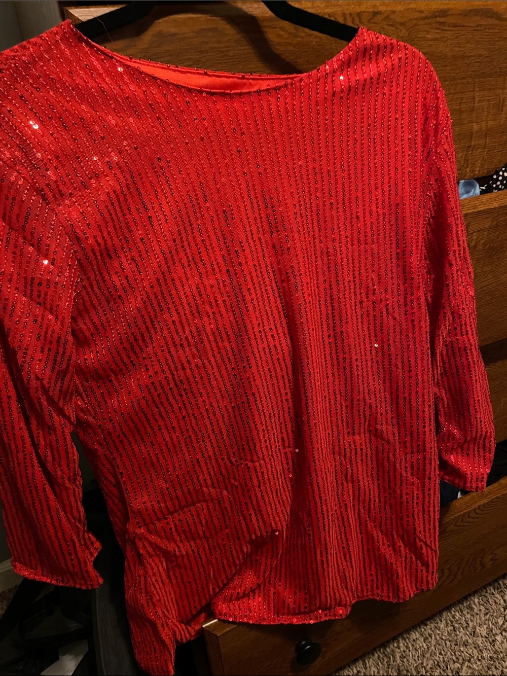 Red Sequin Long-Sleeve Women’s Top